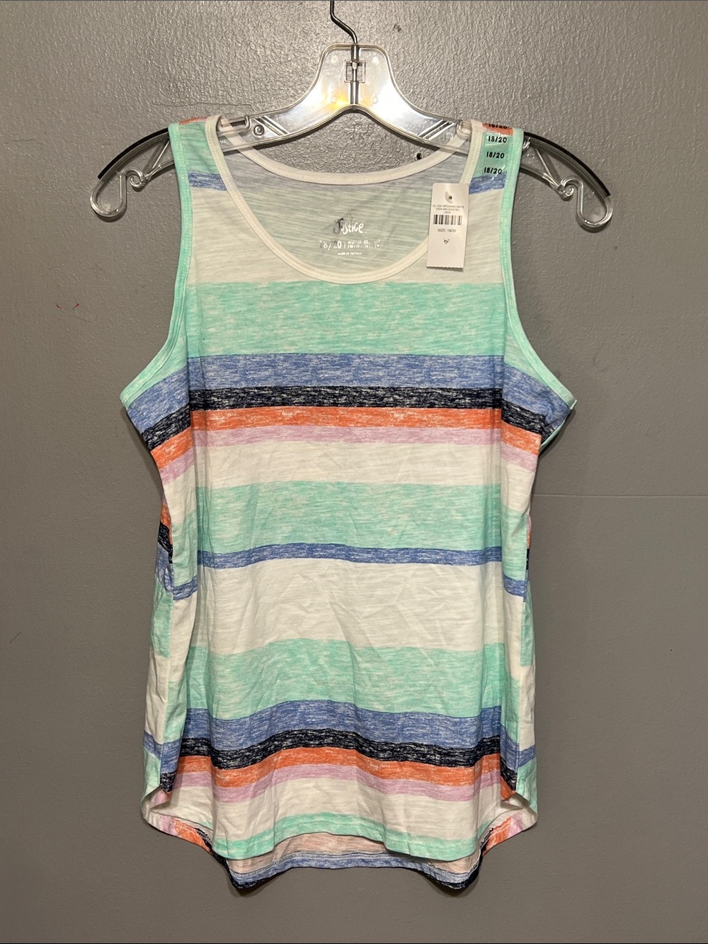 Justice Multi-Color Striped Tank Top Girls 18-20